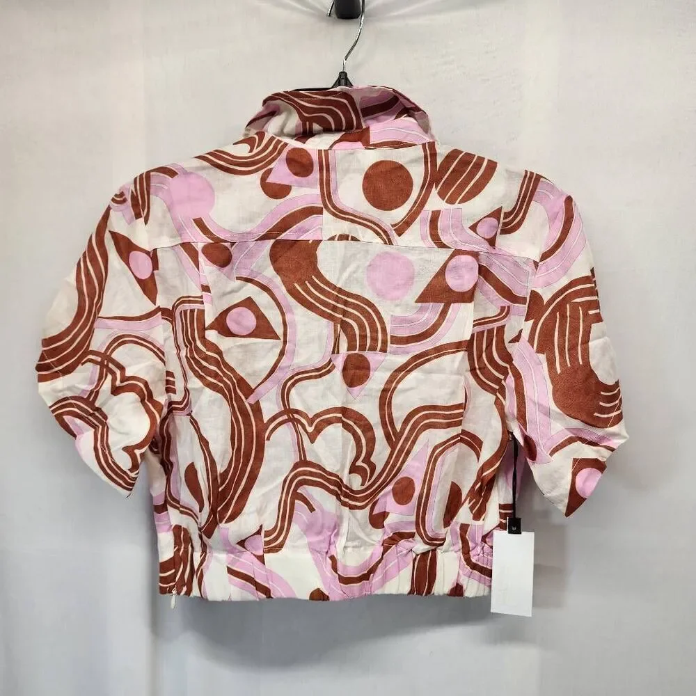 ASTR the Label Women's Small Tamela Top in Pink Geo Cropped - Picture 3 of 8